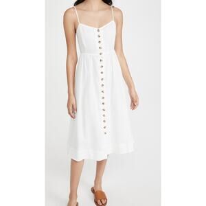 Madewell Cami Button Front White Linen Midi Dress Size 2